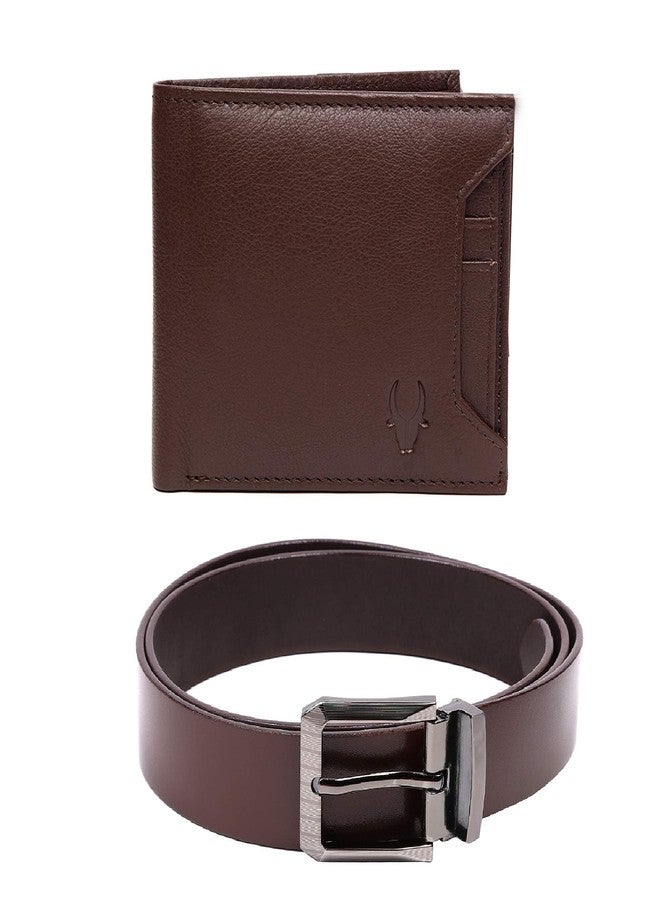 WildHorn Leather Wallet And Classic Belt Combo For Men, Brown - Image 1
